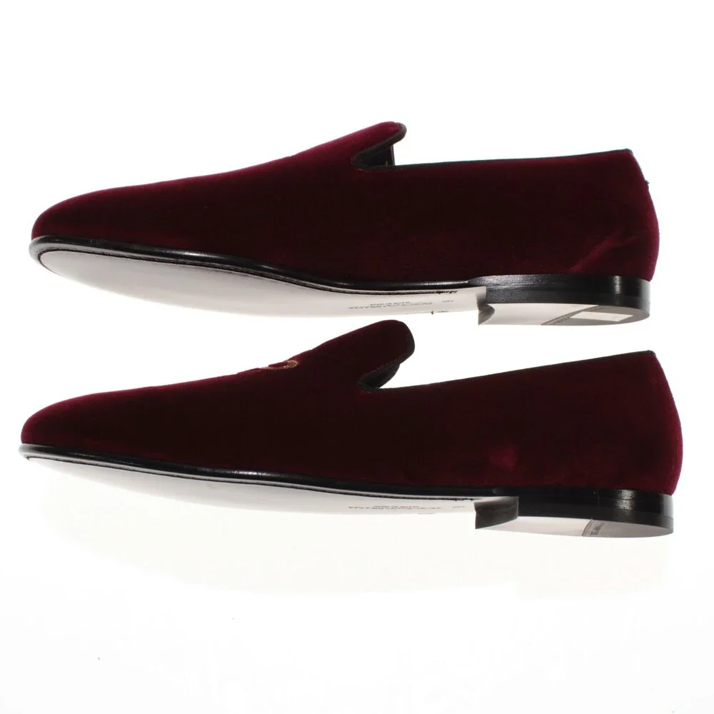 Dolce&Gabbana NWB Slip On Loafers Size 9 US Burgundy Velvet Made in Italy